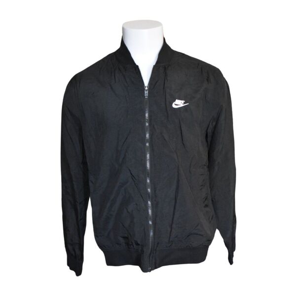 Nike Windbreaker Bomber Jacket Black Lightweight Athleticwear Mens Large - Picture 2 of 8